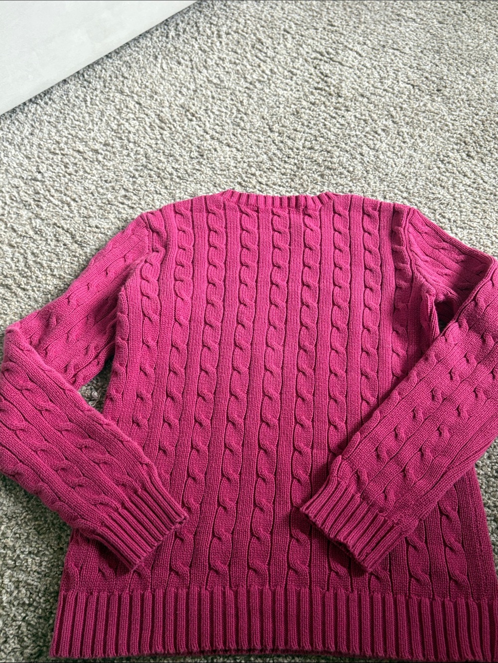 Ralph Lauren Fuchsia 100% cotton Cable-Knit Crewneck Sweater - Picture 5 of 6